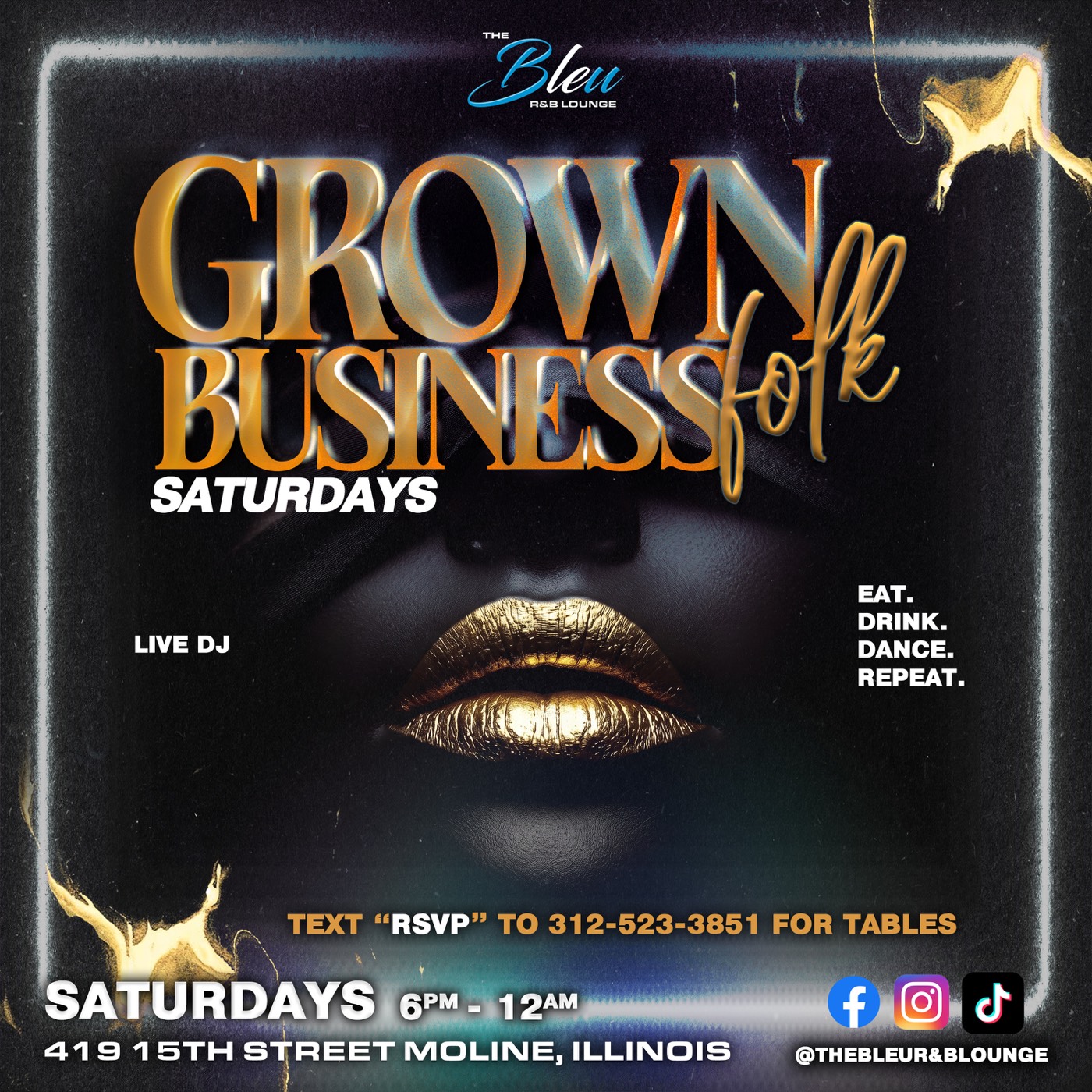 Grown Business Saturdays flyer, live DJ